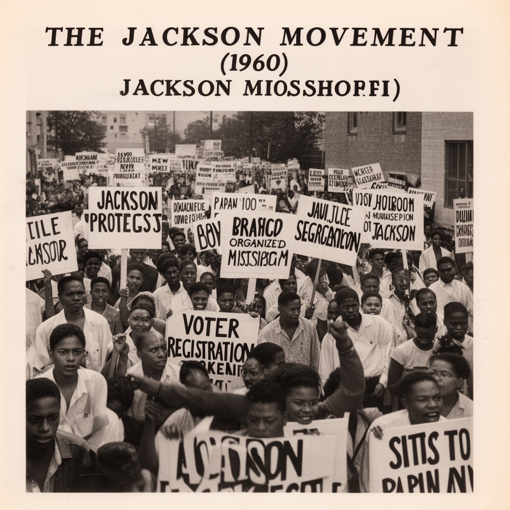 AI-generated illustration of Jackson Movement (1960s civil rights campaign)