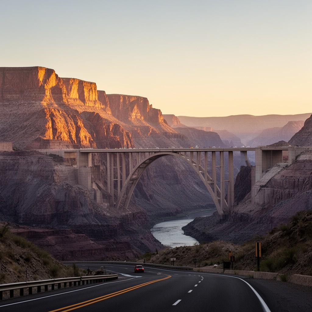 AI-generated illustration of Mike O’Callaghan–Pat Tillman Memorial Bridge