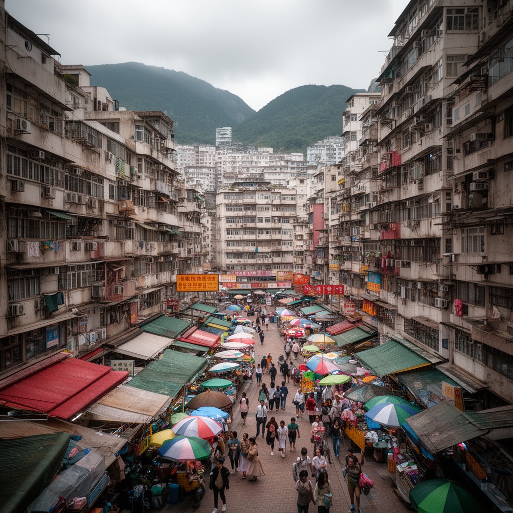 AI-generated illustration of Kowloon
