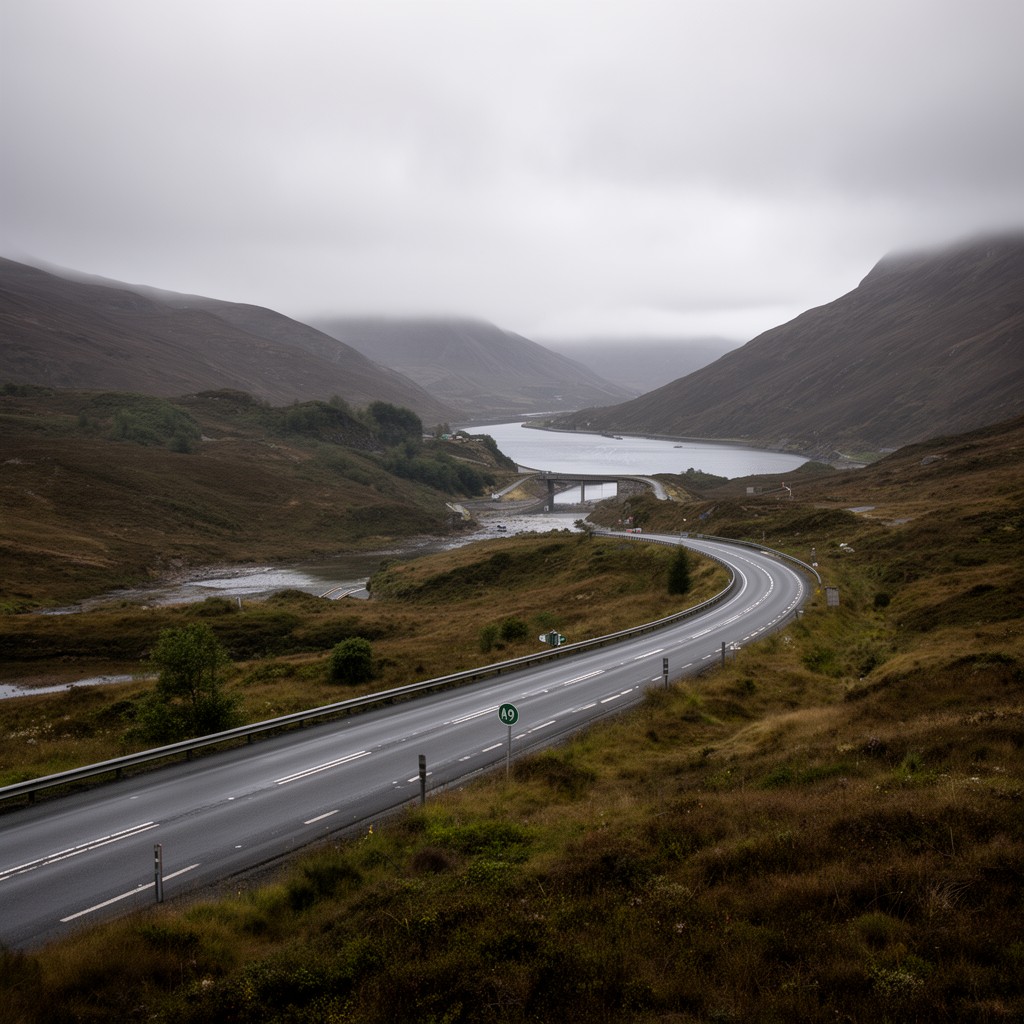 AI-generated illustration of A9 road