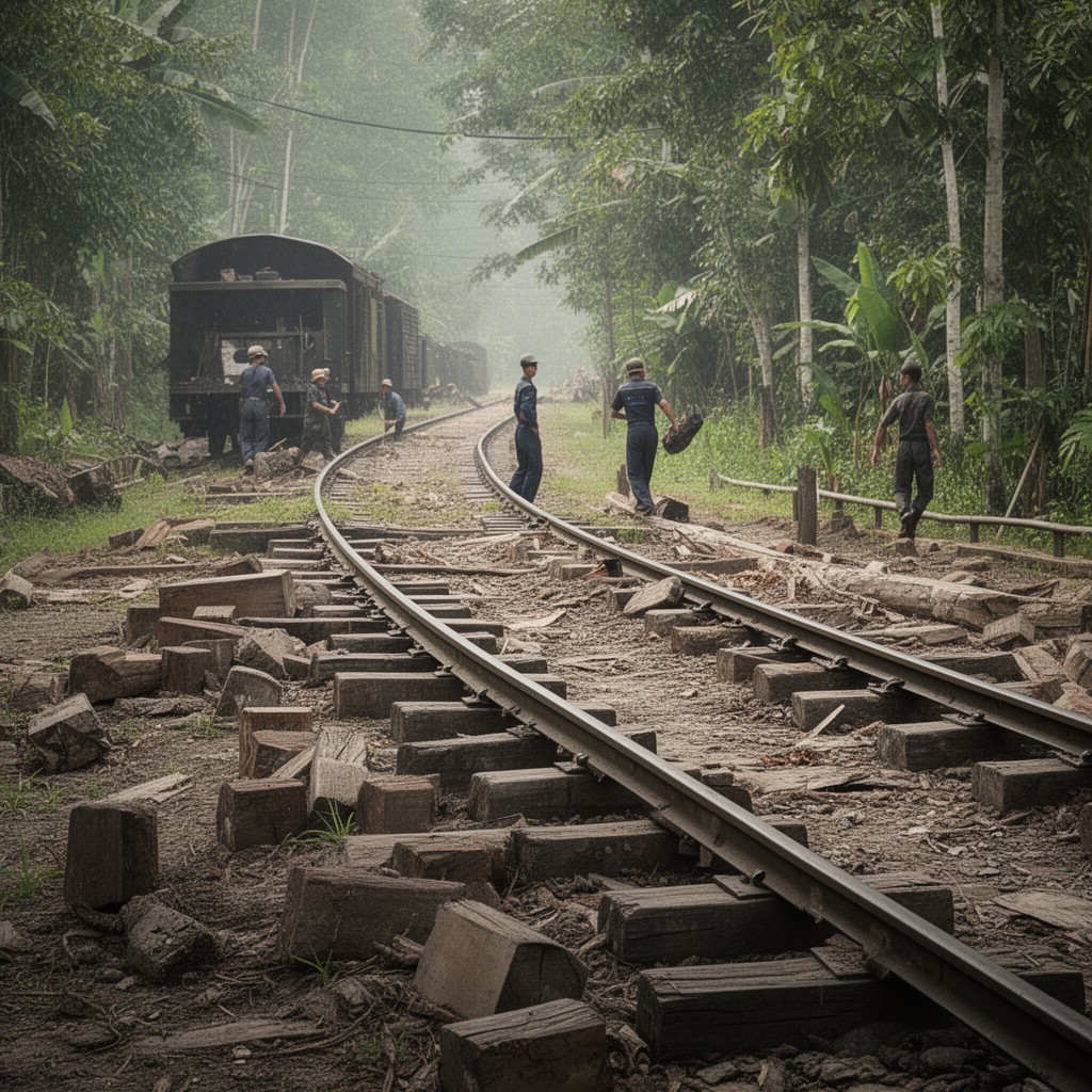 AI-generated illustration of Burma Railway