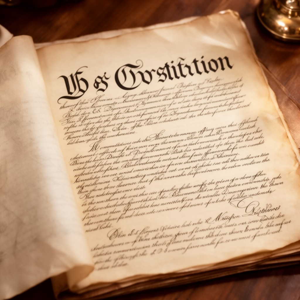 AI-generated illustration of U.S. Constitution in Treasury activities