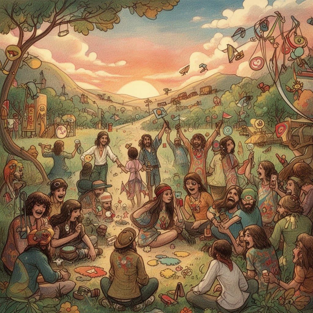AI-generated illustration of hippie movement