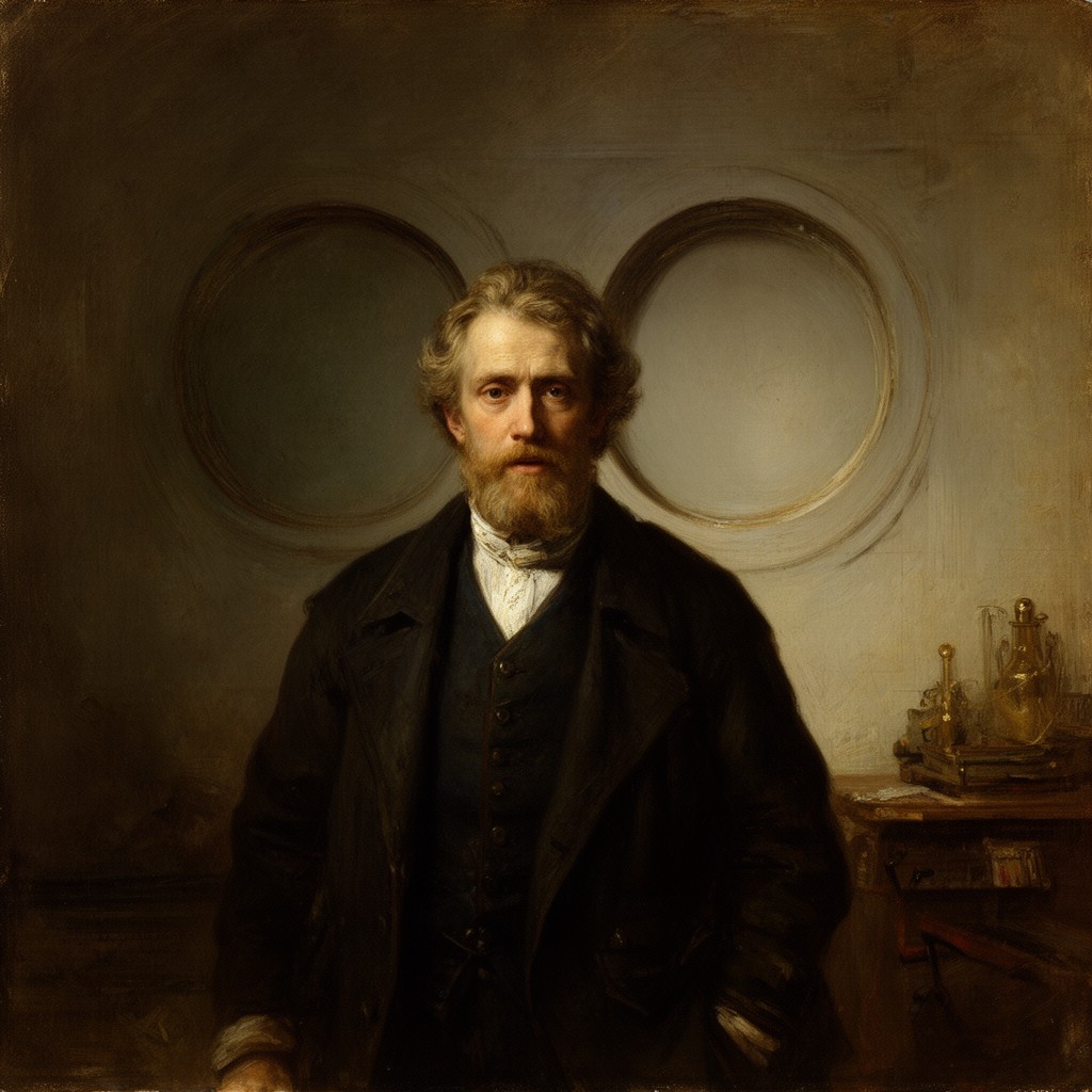AI-generated illustration of Self-Portrait with Two Circles