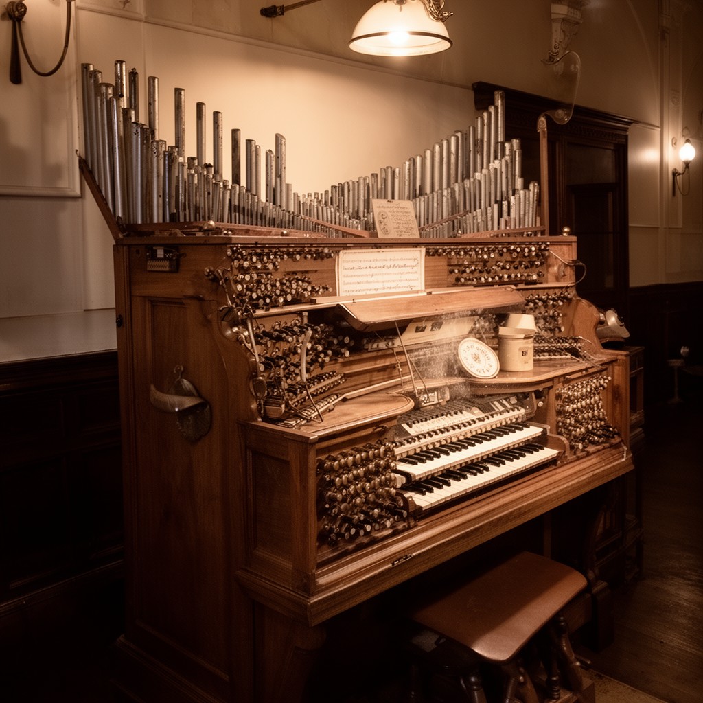 AI-generated illustration of Wurlitzer theatre organ