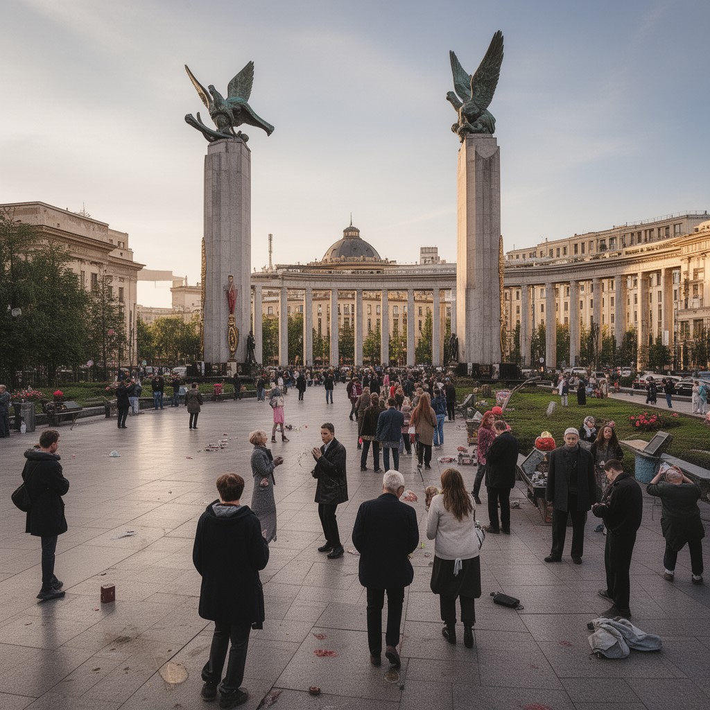 AI-generated illustration of Piskaryovskoye Memorial Cemetery