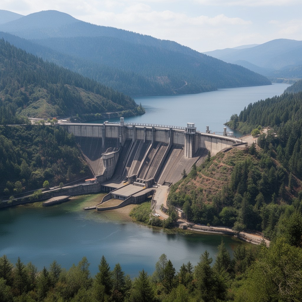 AI-generated illustration of Trinity Dam