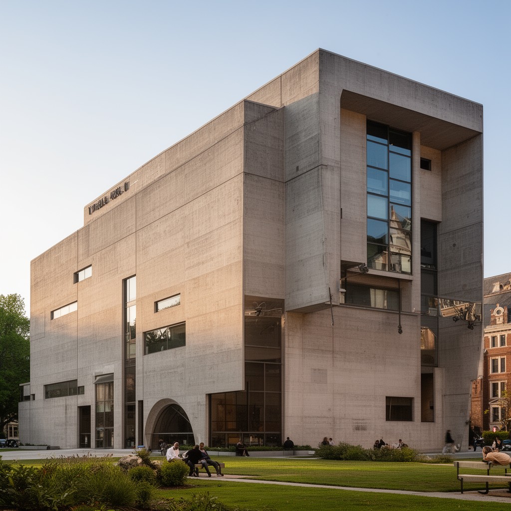 AI-generated illustration of Yale School of Architecture building
