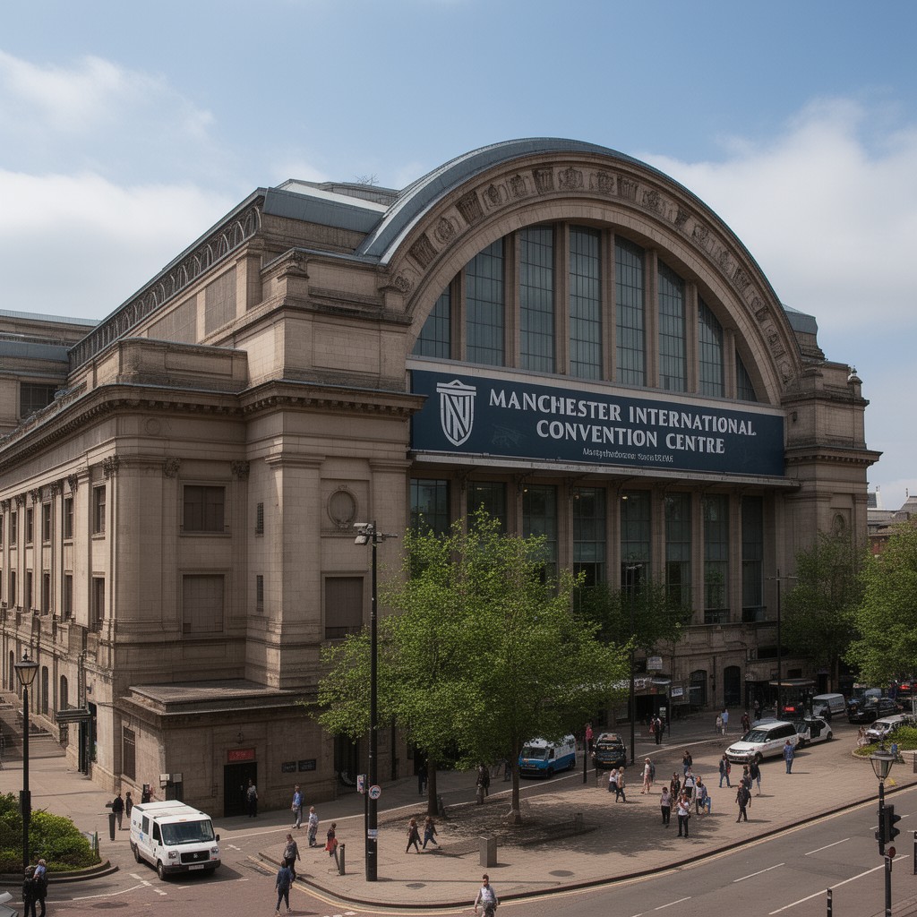 AI-generated illustration of Manchester International Convention Centre