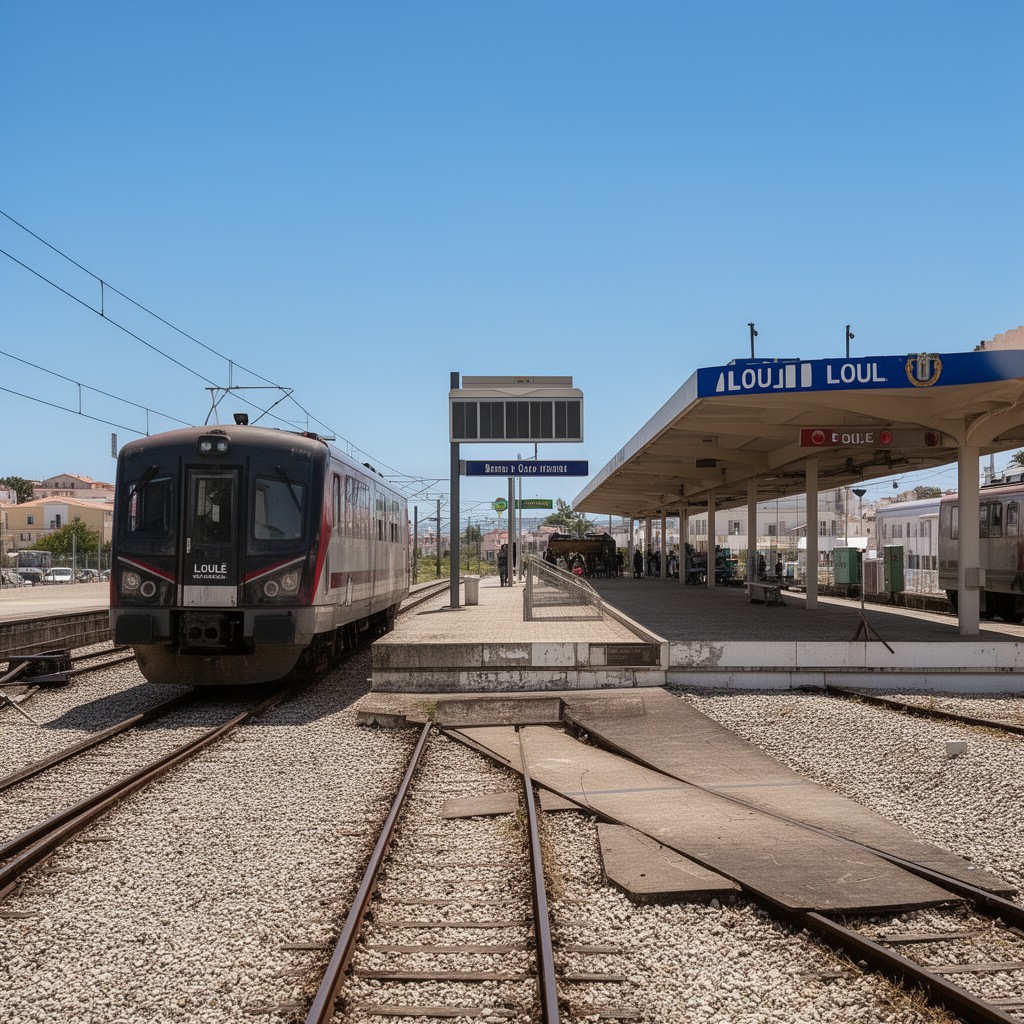AI-generated illustration of Loulé railway station