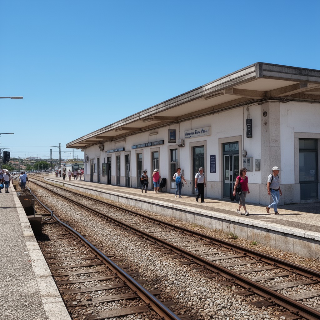 AI-generated illustration of Faro railway station