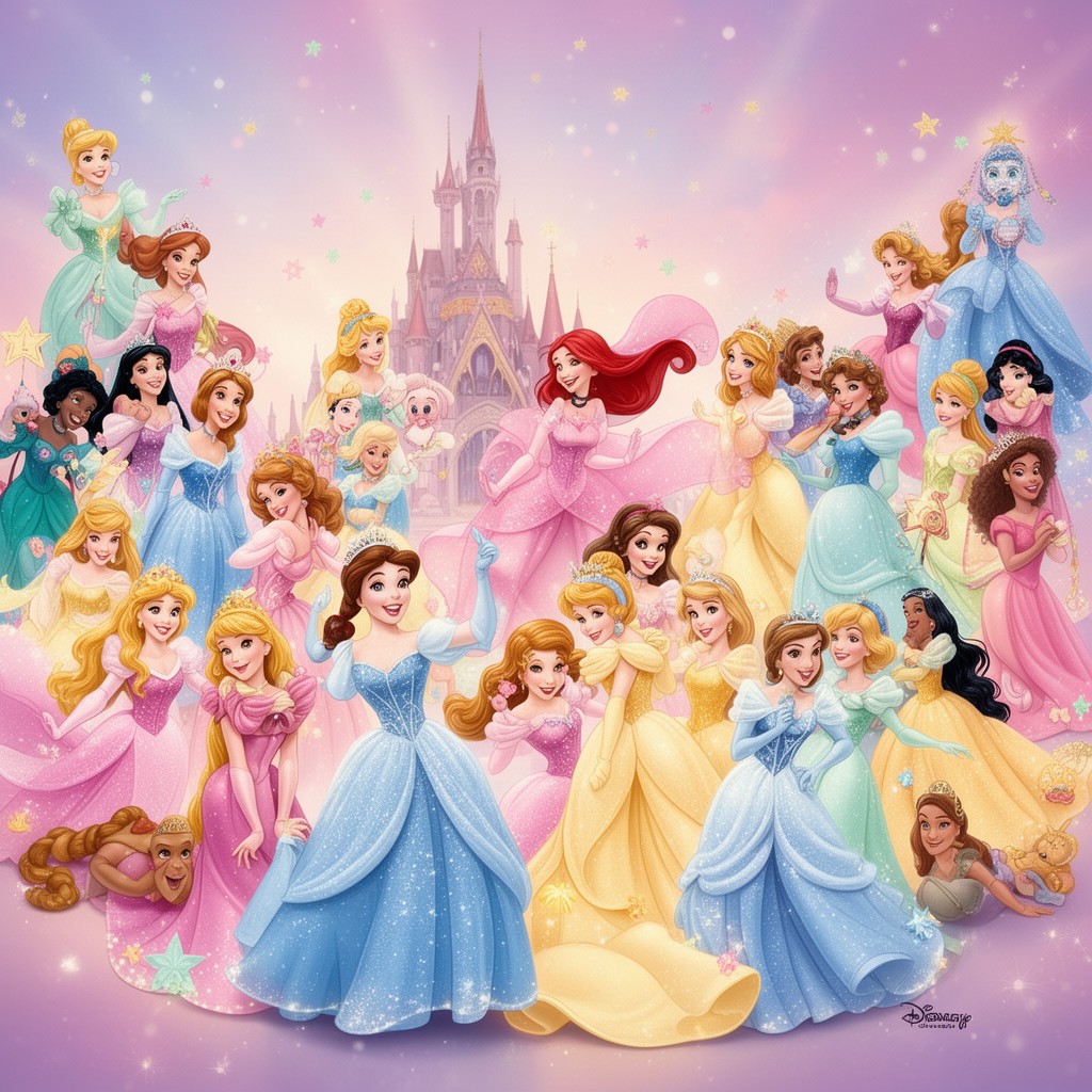 AI-generated illustration of Disney Princess franchise
