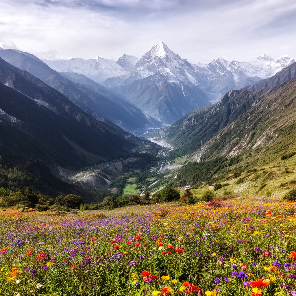 AI-generated illustration of Nanda Devi and Valley of Flowers National Parks