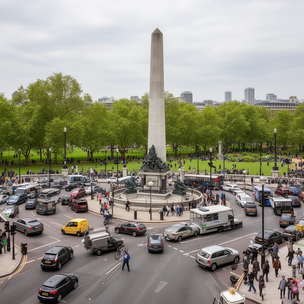 AI-generated illustration of Hyde Park Corner