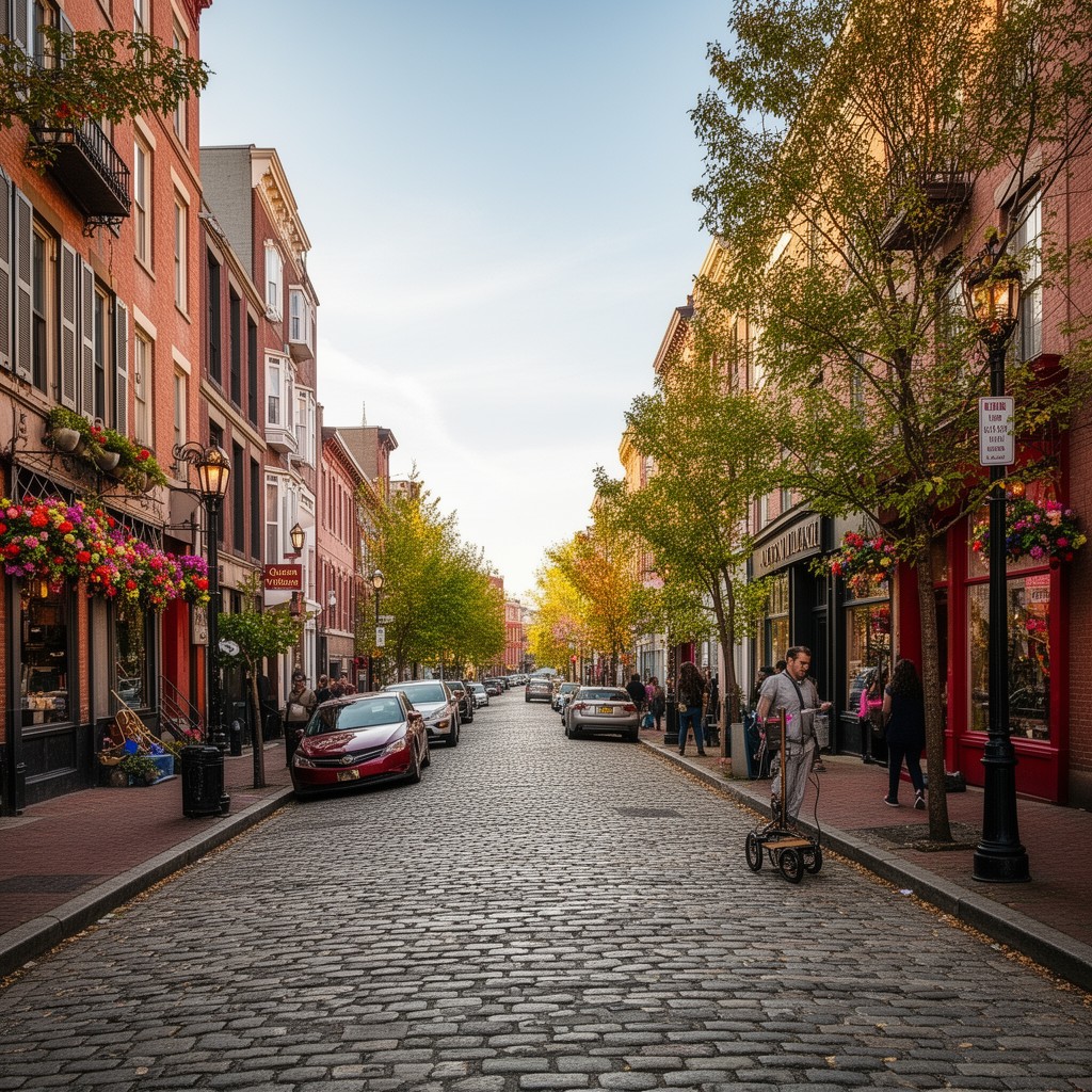 AI-generated illustration of Queen Village neighborhood
