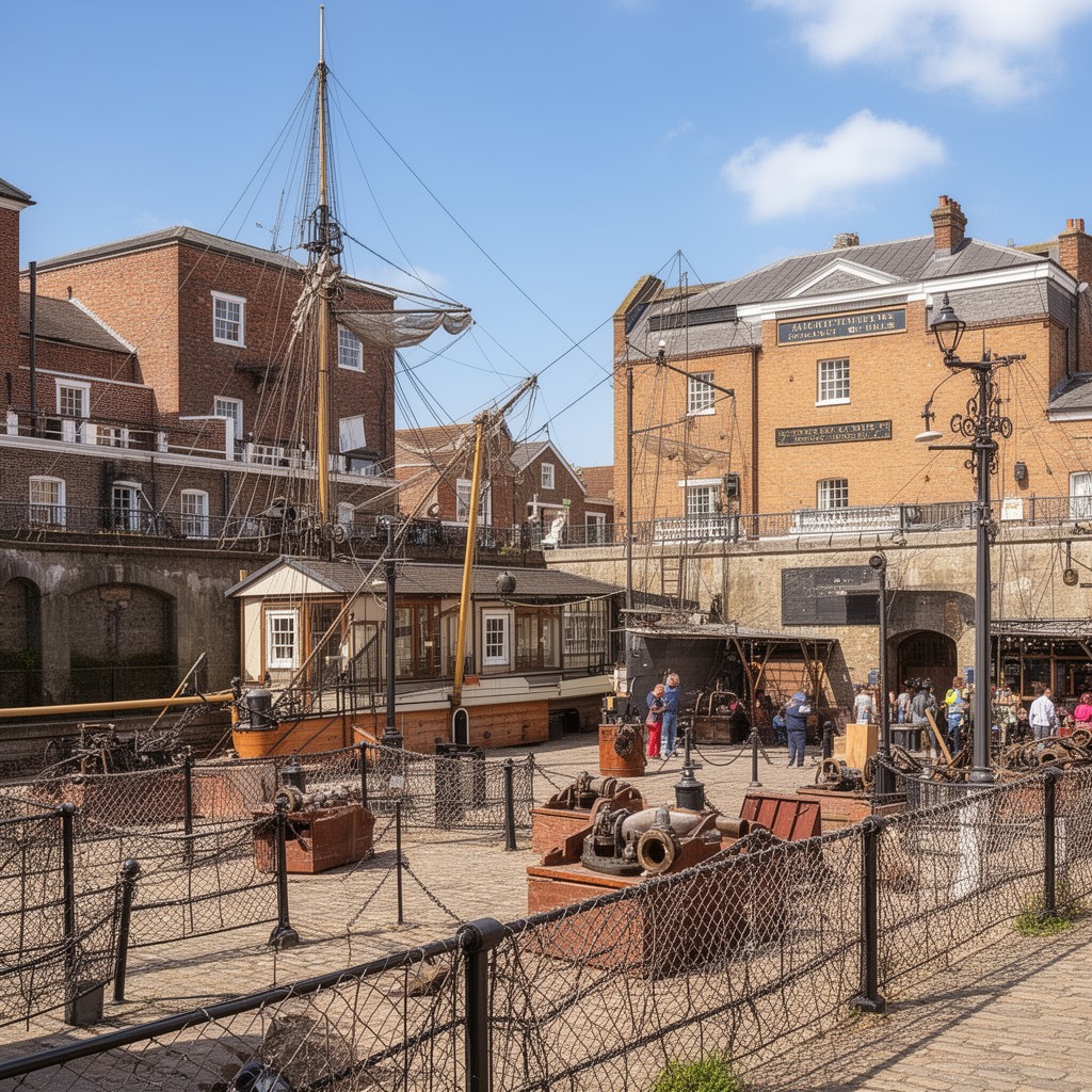AI-generated illustration of Portsmouth Historic Dockyard