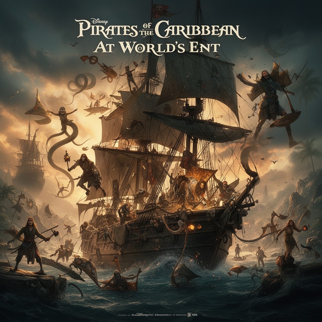 AI-generated illustration of Pirates of the Caribbean: At World's End