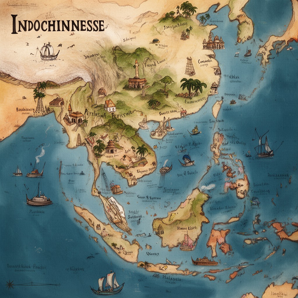 AI-generated illustration of Indochinese Peninsula