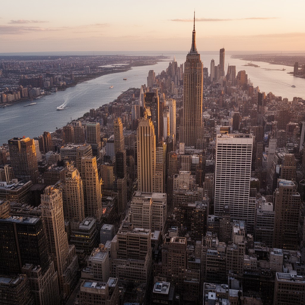 AI-generated illustration of Manhattan Island