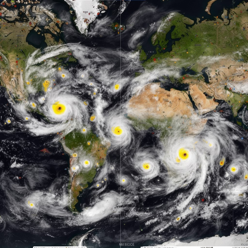AI-generated illustration of Atlantic hurricanes