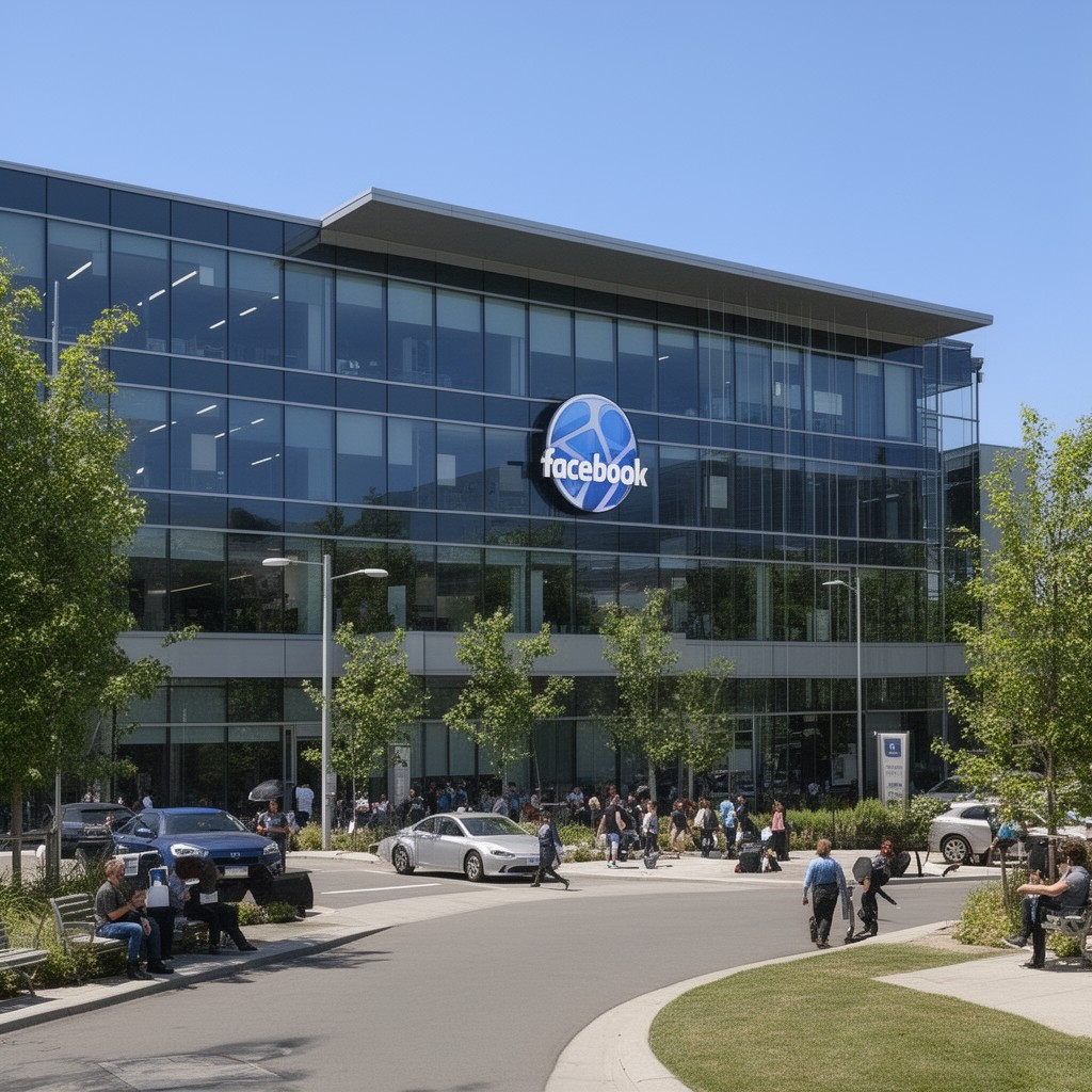 AI-generated illustration of Facebook (Meta) headquarters