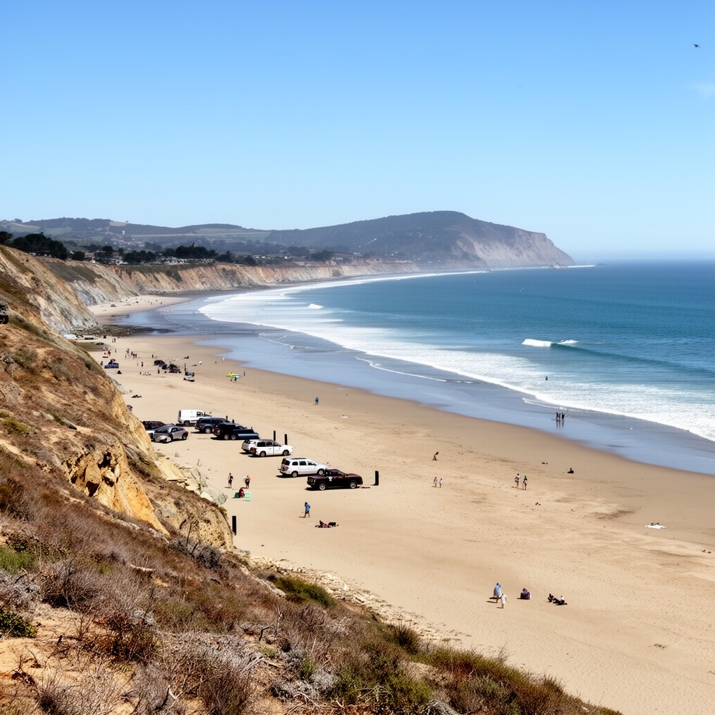 AI-generated illustration of Half Moon Bay State Beach