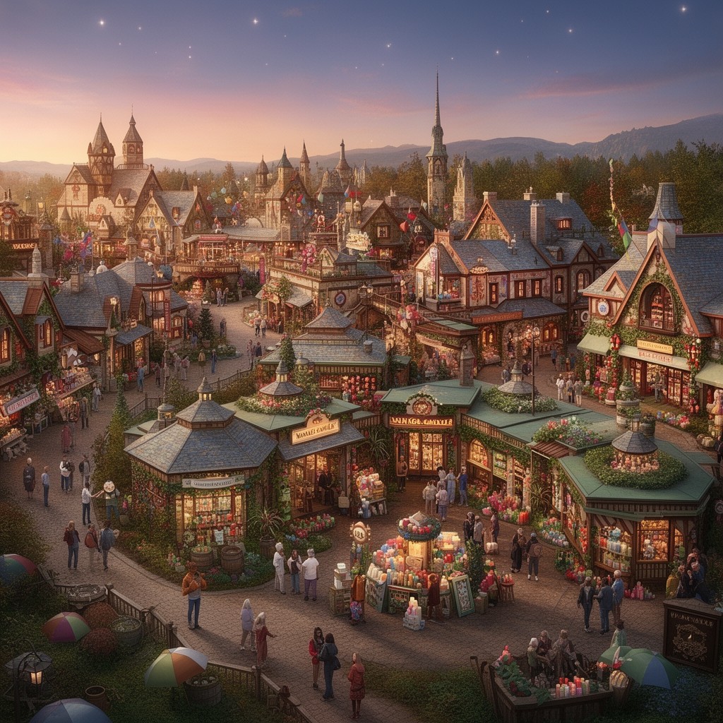 AI-generated illustration of Yankee Candle Village