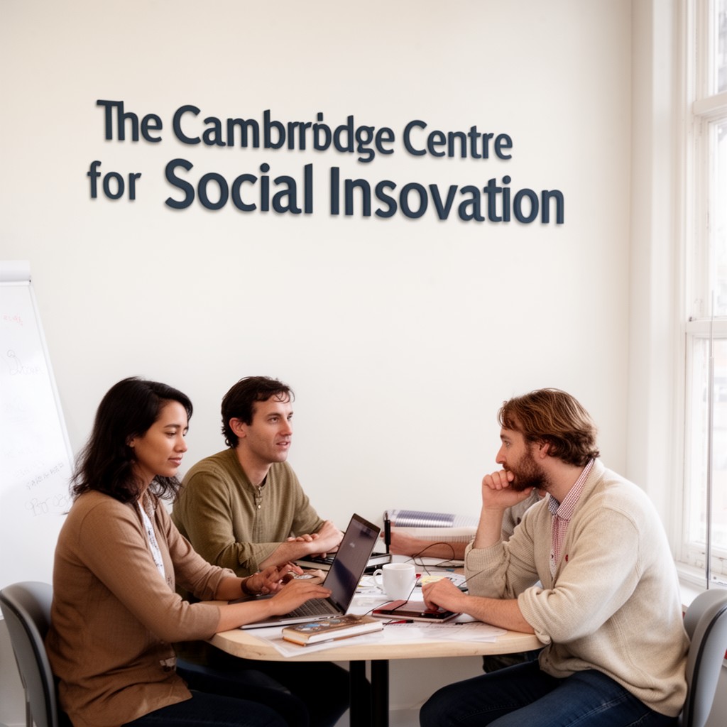 AI-generated illustration of Cambridge Centre for Social Innovation
