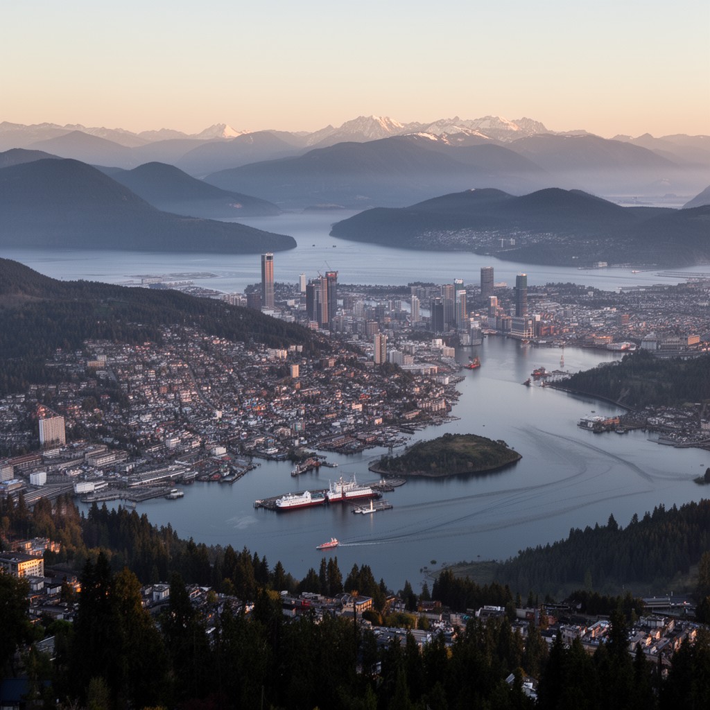 AI-generated illustration of Puget Sound region