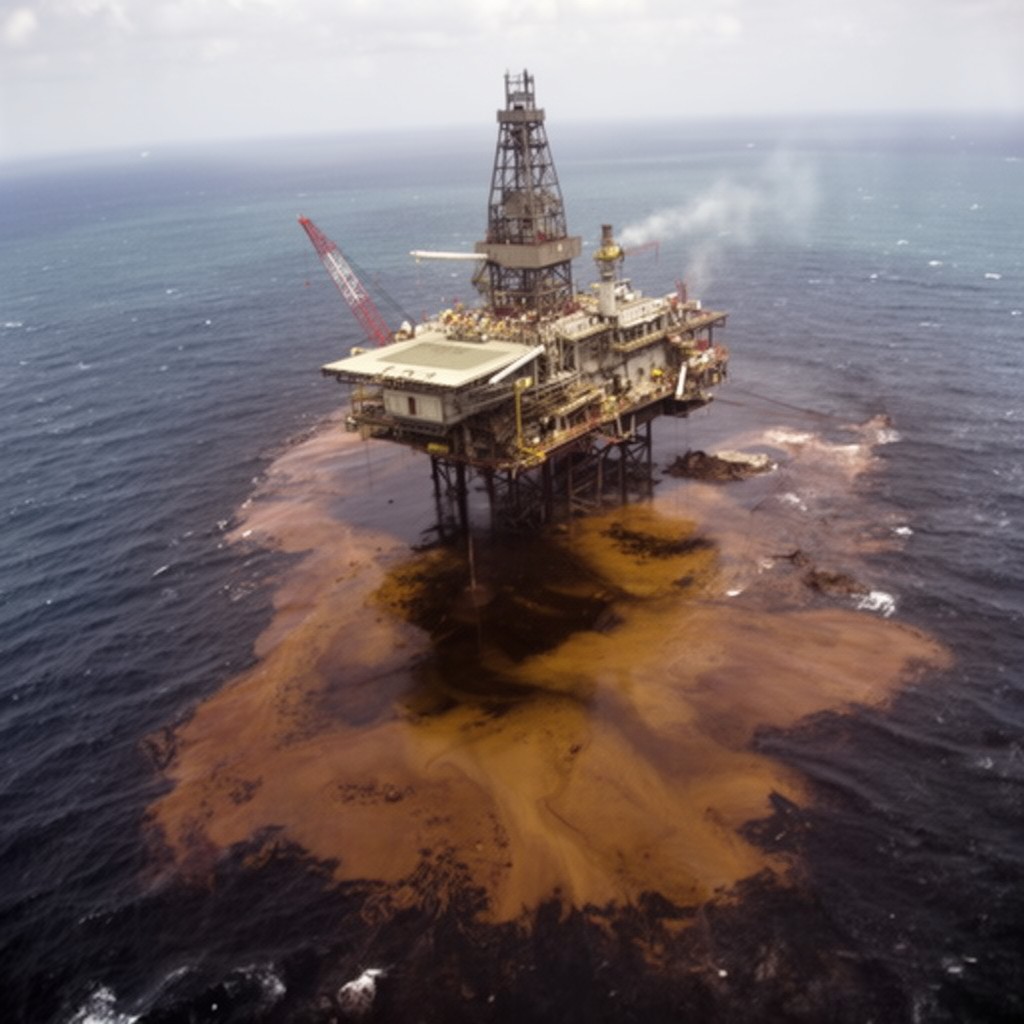 AI-generated illustration of Deepwater Horizon oil spill