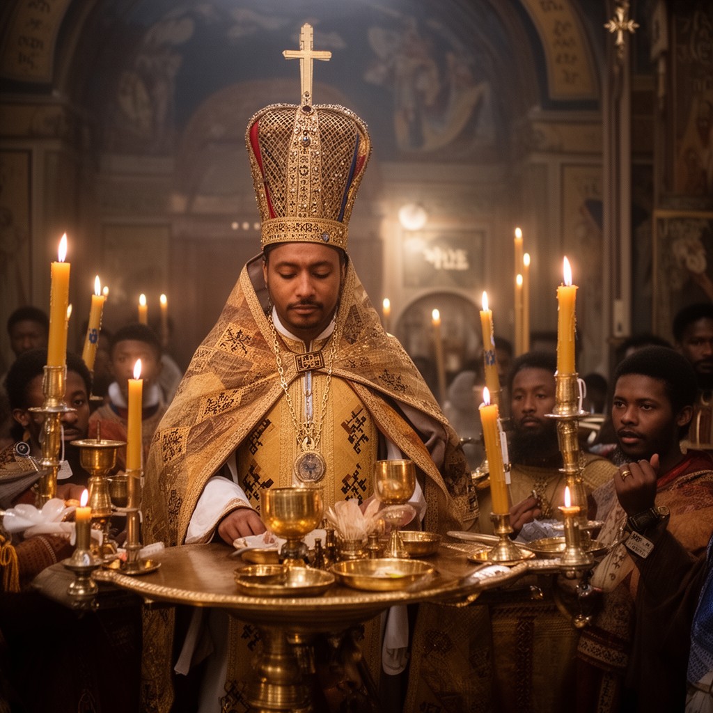 AI-generated illustration of Divine Liturgy of the Ethiopian Church