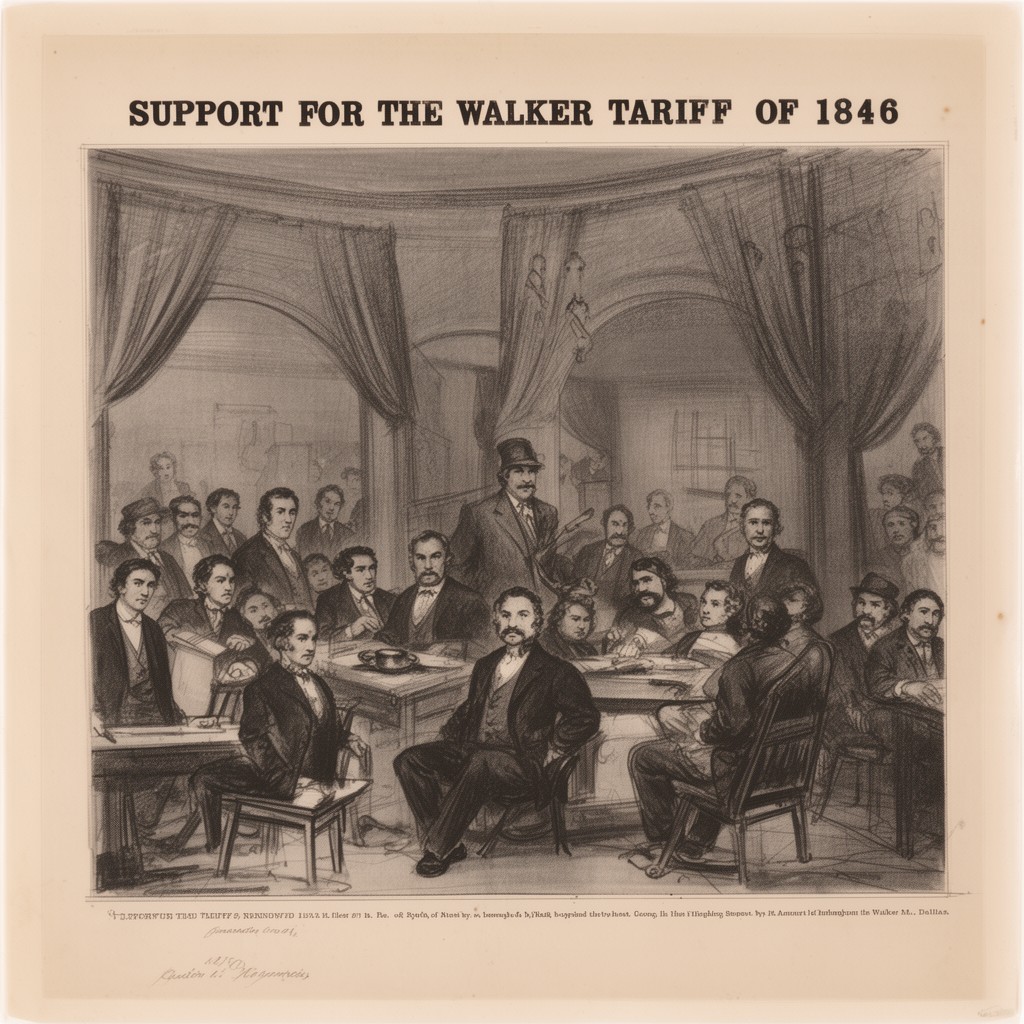 AI-generated illustration of Support for the Walker Tariff of 1846