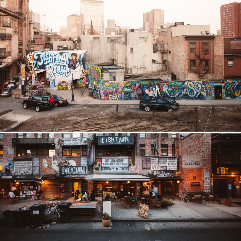 AI-generated illustration of Fishtown neighborhood
