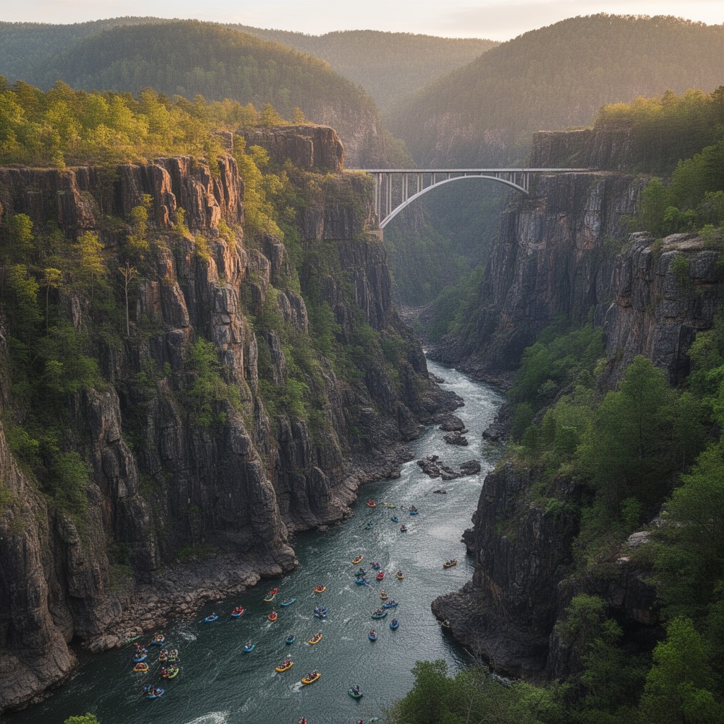 AI-generated illustration of New River Gorge National Park and Preserve