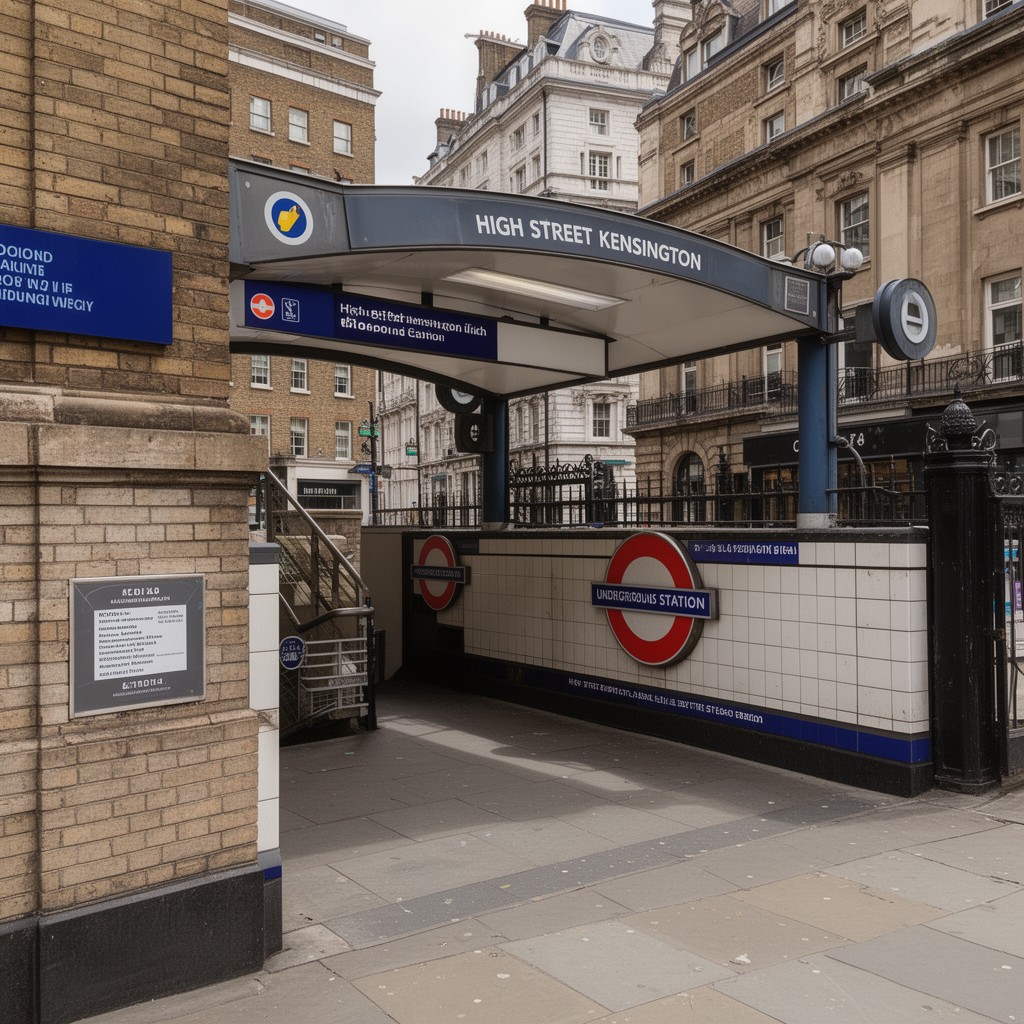 AI-generated illustration of High Street Kensington Underground station