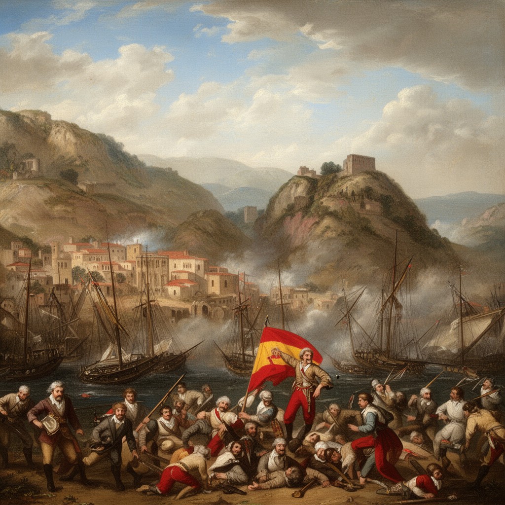 AI-generated illustration of Spanish invasion of Sardinia in 1717