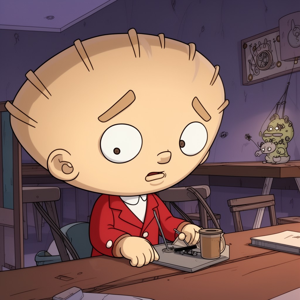 AI-generated illustration of Stewie Griffin