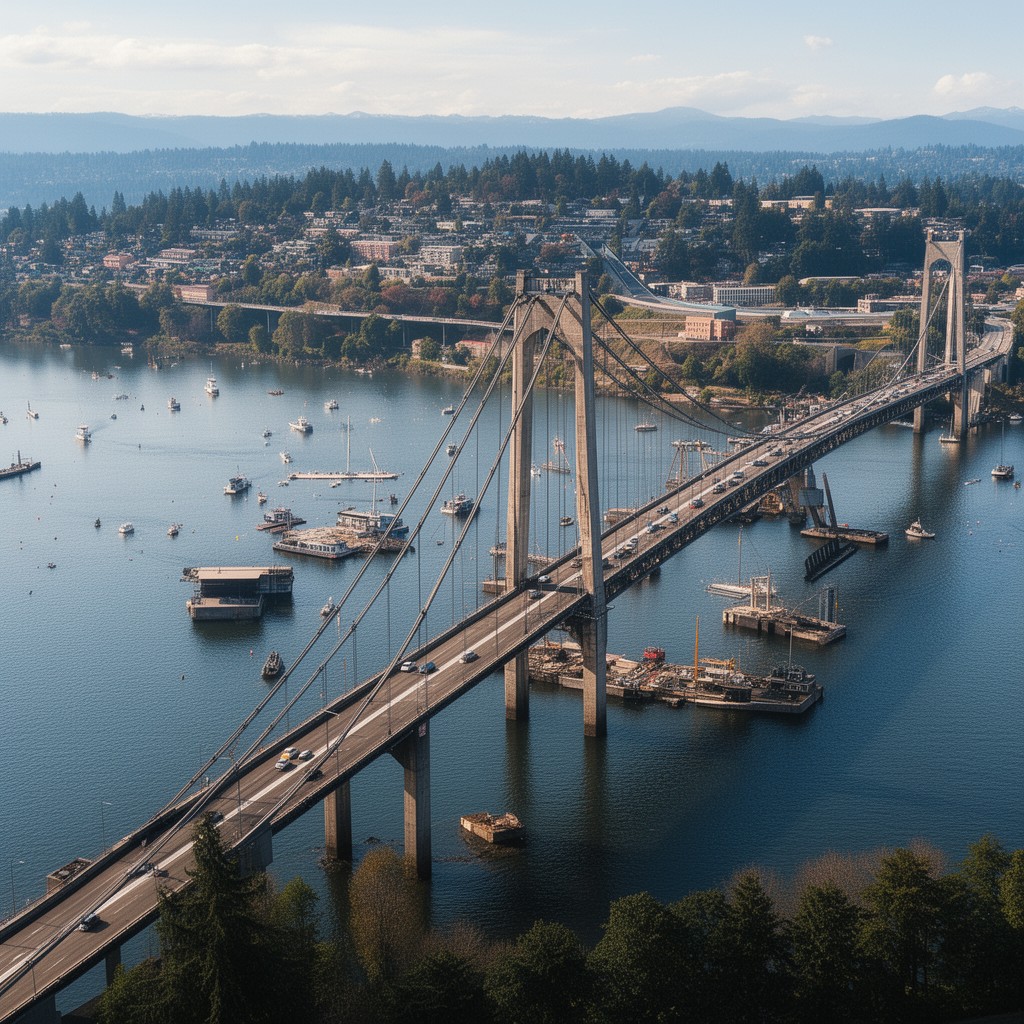 AI-generated illustration of Lacey V. Murrow Memorial Bridge