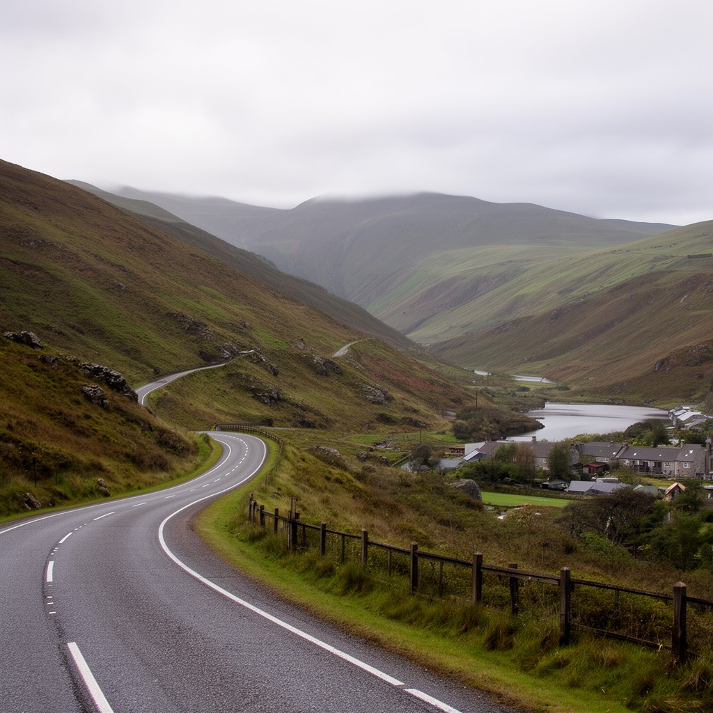 AI-generated illustration of A84 road