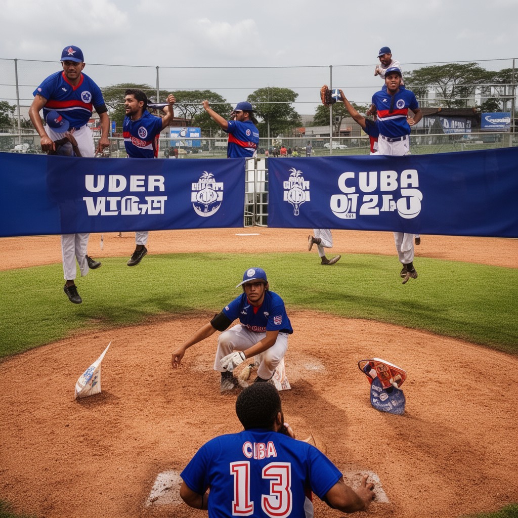 AI-generated illustration of Cuba national under-23 baseball team