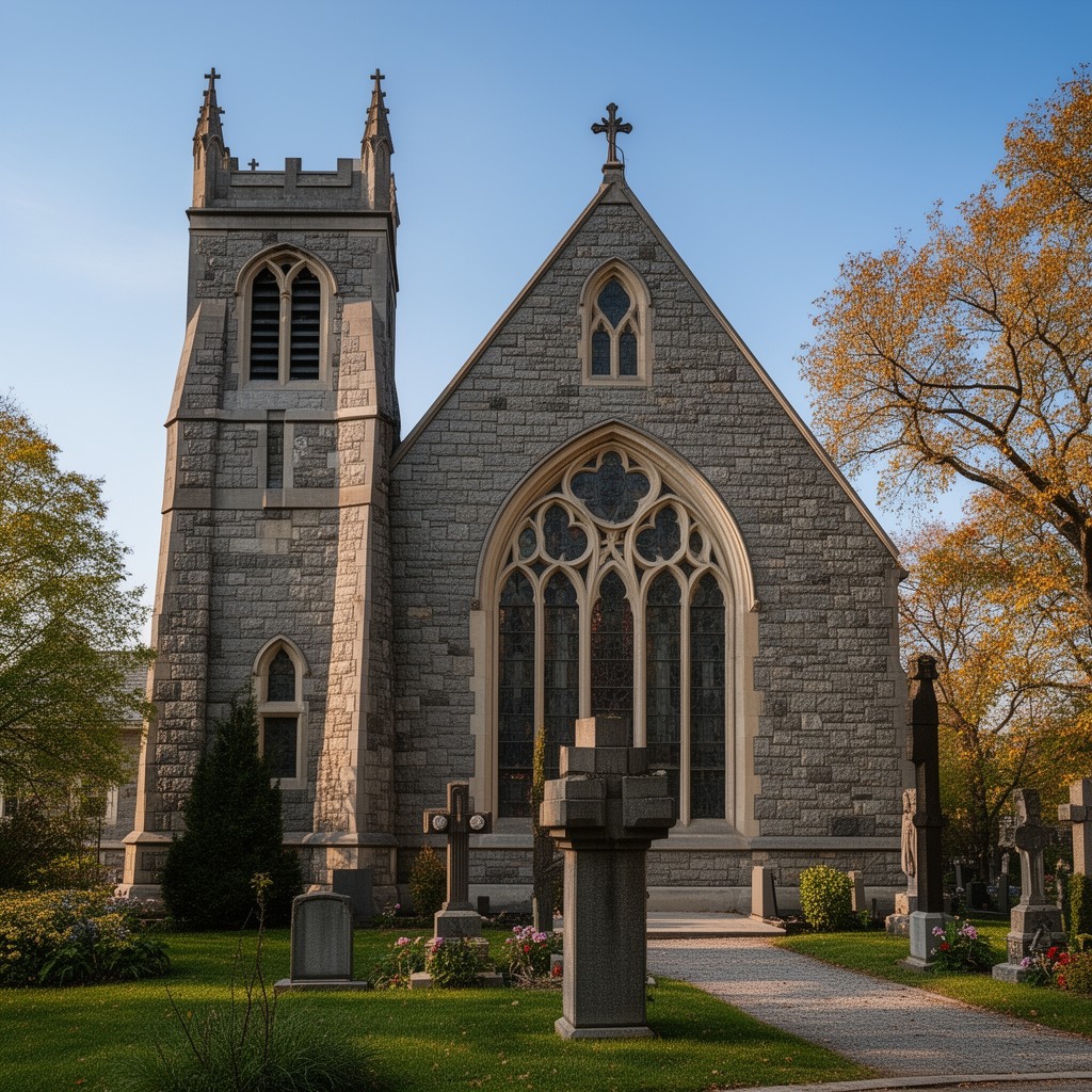 AI-generated illustration of St. David’s Episcopal Church, Radnor, Pennsylvania