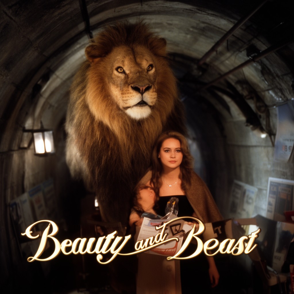 AI-generated illustration of Beauty and the Beast (1987 TV series)