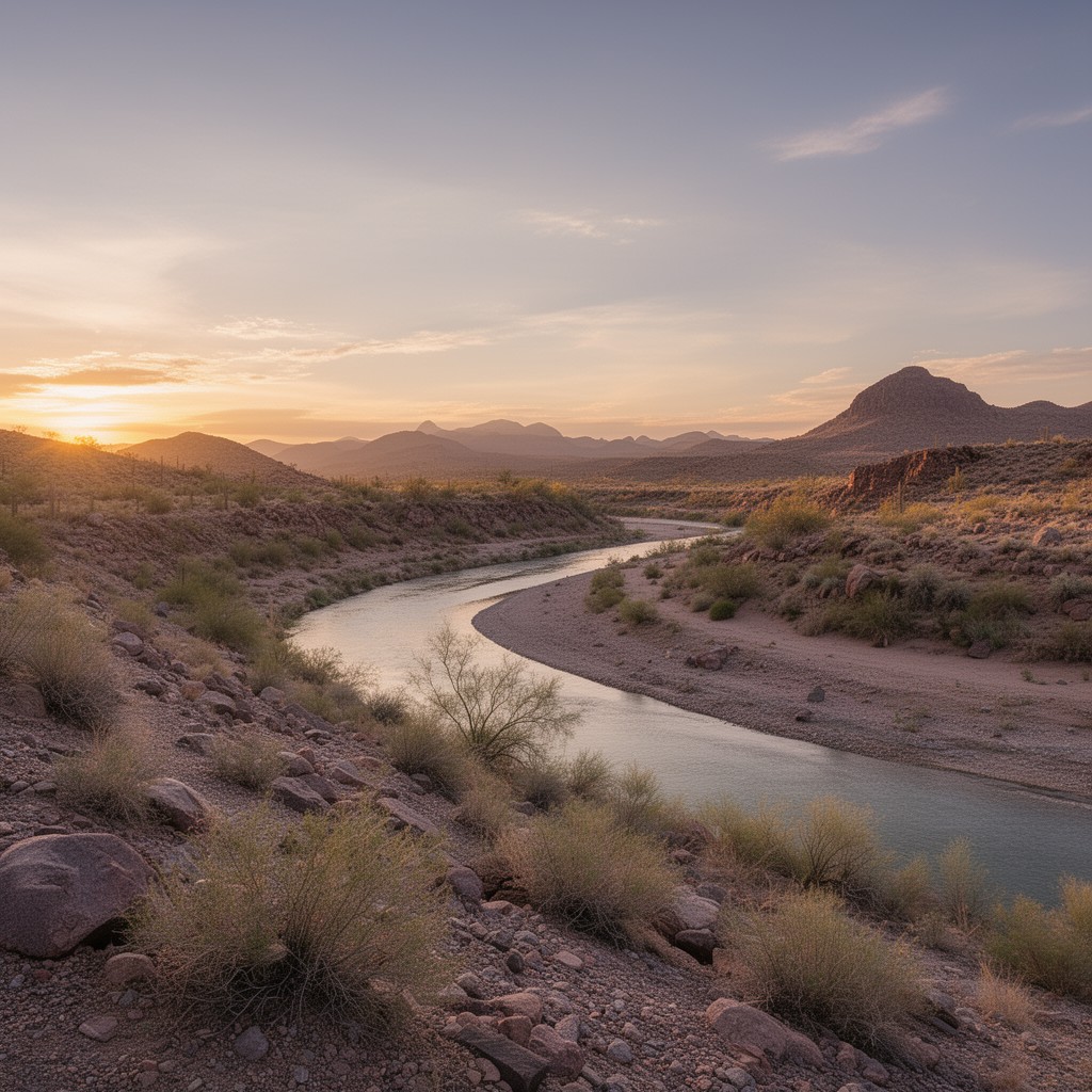 AI-generated illustration of lower Gila River