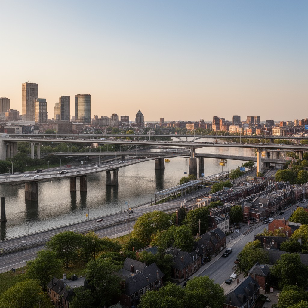AI-generated illustration of Schuylkill Expressway bridges
