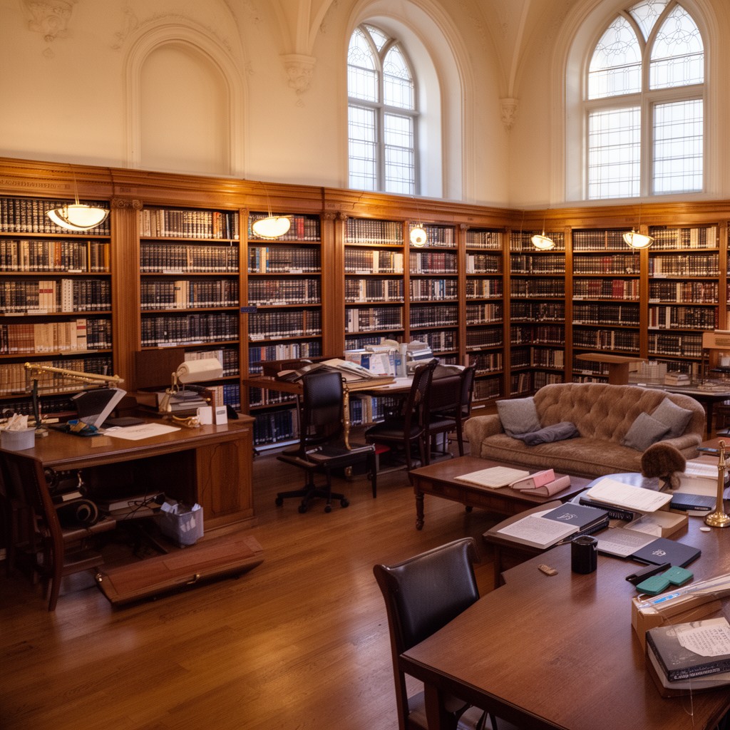 AI-generated illustration of Arthur J. Morris Law Library