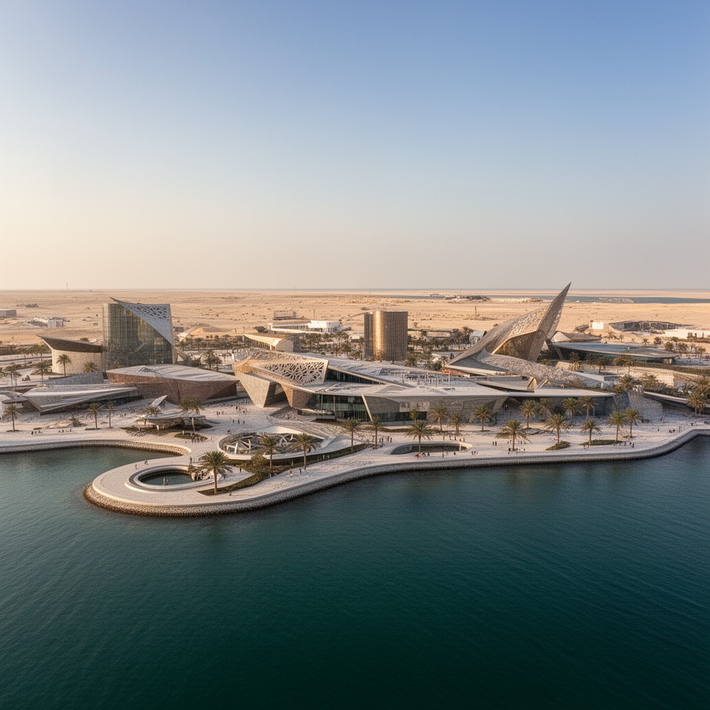 AI-generated illustration of Saadiyat Island cultural district