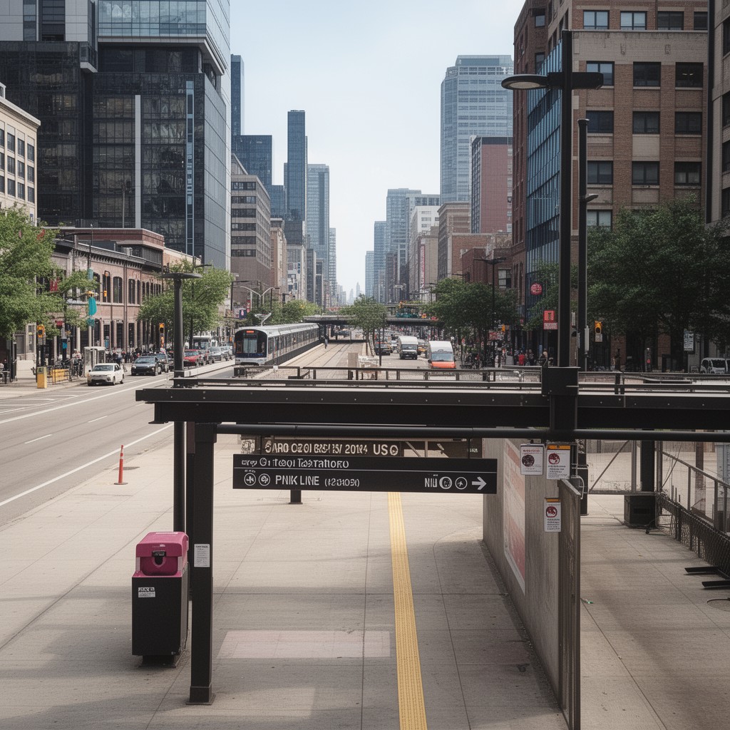AI-generated illustration of Chicago Transit Authority Pink Line stations