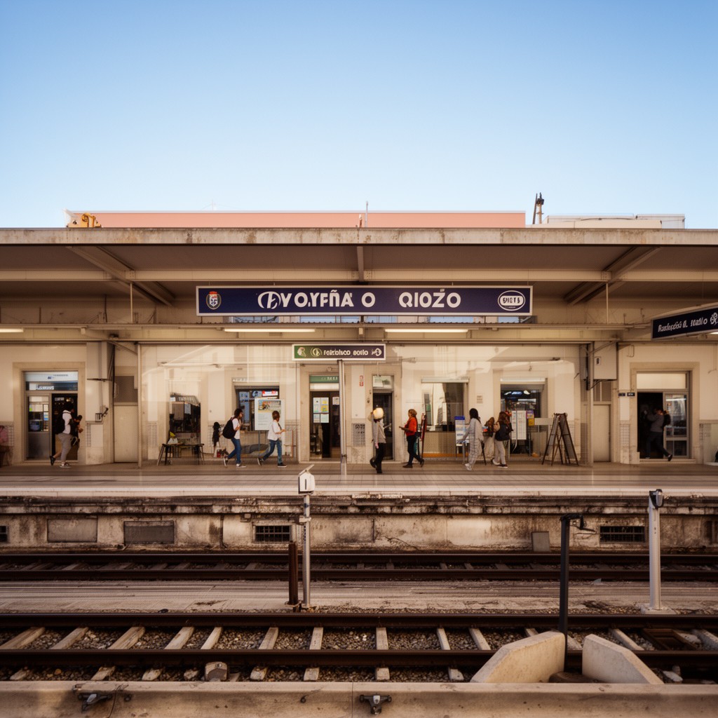 AI-generated illustration of Portimão railway station