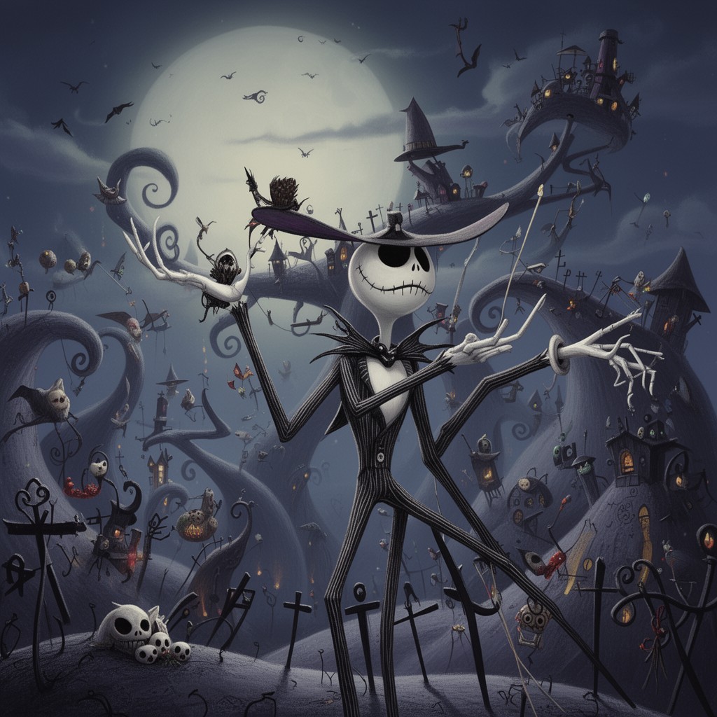 AI-generated illustration of The Nightmare Before Christmas