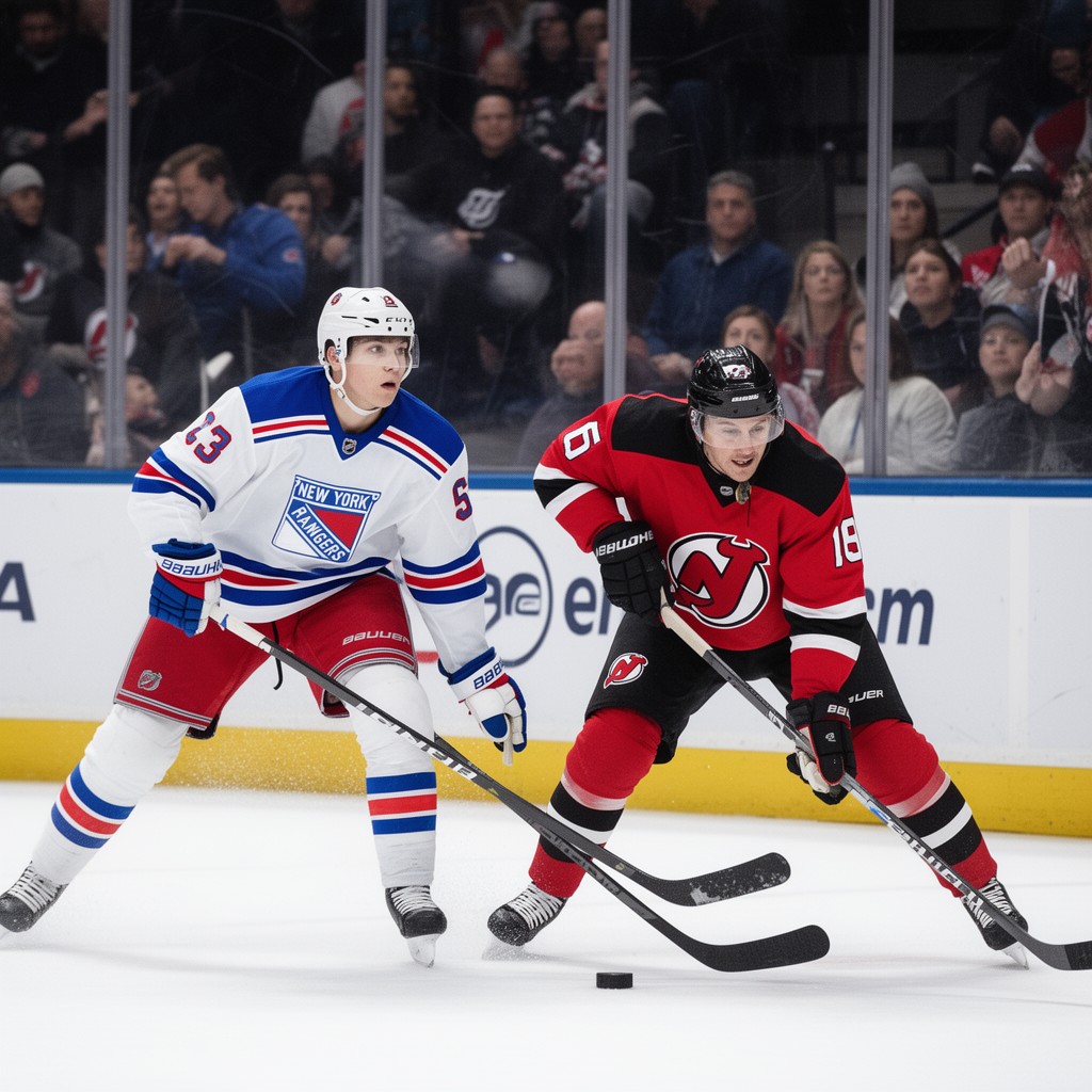 AI-generated illustration of New York Rangers–New Jersey Devils rivalry
